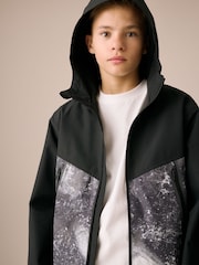Grey/Black Waterproof Fleece Hooded Lined Jacket (3-17yrs) - Image 3 of 8