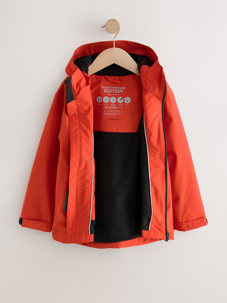 Orange Waterproof Fleece Hooded Lined Coat (3-16yrs) - Image 2 of 7