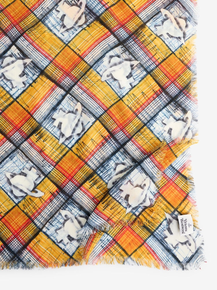 Vivienne Westwood Yellow Orb Tartan Diagon Stole 70x200 - Image 2 of 3