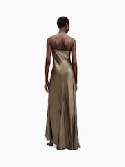 AllSaints Gold Lili Maxi Dress - Image 4 of 5