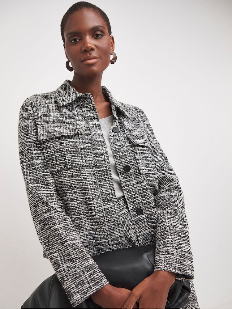 JD Williams Black Boucle Trucker Jacket - Image 1 of 4