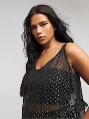 Simply Be Black And Gold Dobby Overlay Maxi Dress - Image 4 of 4