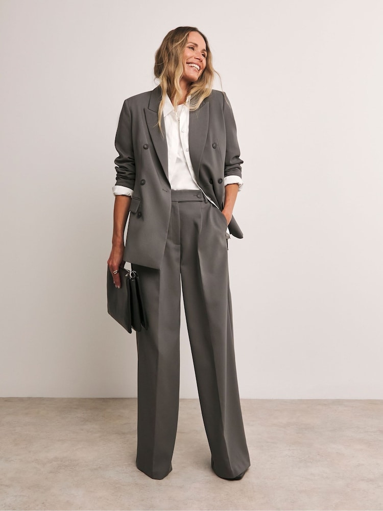 Anthology by JD Williams Grey Tailored Wide Leg Trousers - Image 1 of 4 Anthology by JD Williams Grey Tailored Wide Leg Trousers - Image 1 of 4