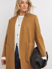 JD Williams Natural Collarless Longline Coat - Image 3 of 4
