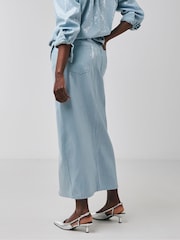 JD Williams Blue Clear Sequin Denim Midi Skirt - Image 2 of 4
