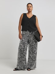 Simply Be Black Velvet Sequin Wide Leg Trousers - Image 1 of 4