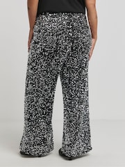 Simply Be Black Velvet Sequin Wide Leg Trousers - Image 2 of 4