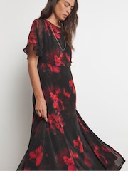 Joanna Hope Chiffon Column Black Dress - Image 3 of 4