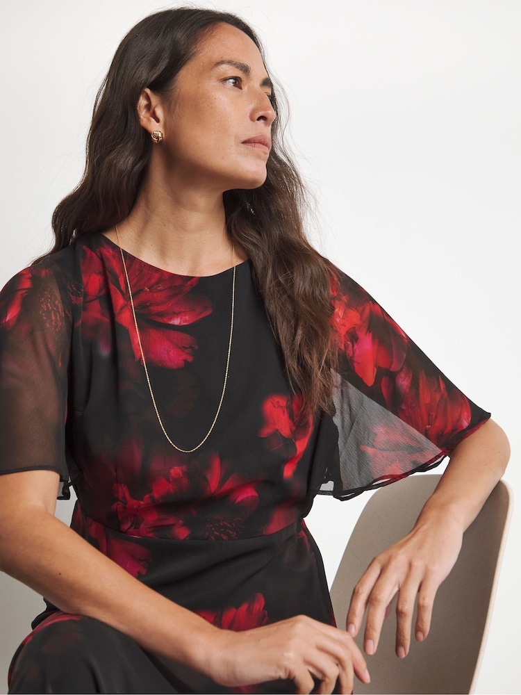 Joanna Hope Chiffon Column Black Dress - Image 4 of 4