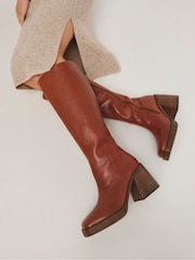 Simply Be Natural Standard/Wide Fit Platform Classic Knee High Leather Boots In Wide Fit - Image 3 of 4
