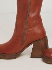 Simply Be Natural Standard/Wide Fit Platform Classic Knee High Leather Boots In Wide Fit - Image 4 of 4