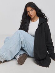 Simply Be Black Core Zip Through Longline Hoodie - Image 1 of 4