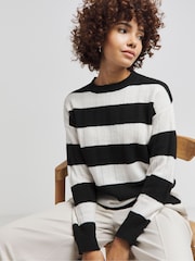 Simply Be Black Rib Crew Neck Jumper - Image 1 of 4