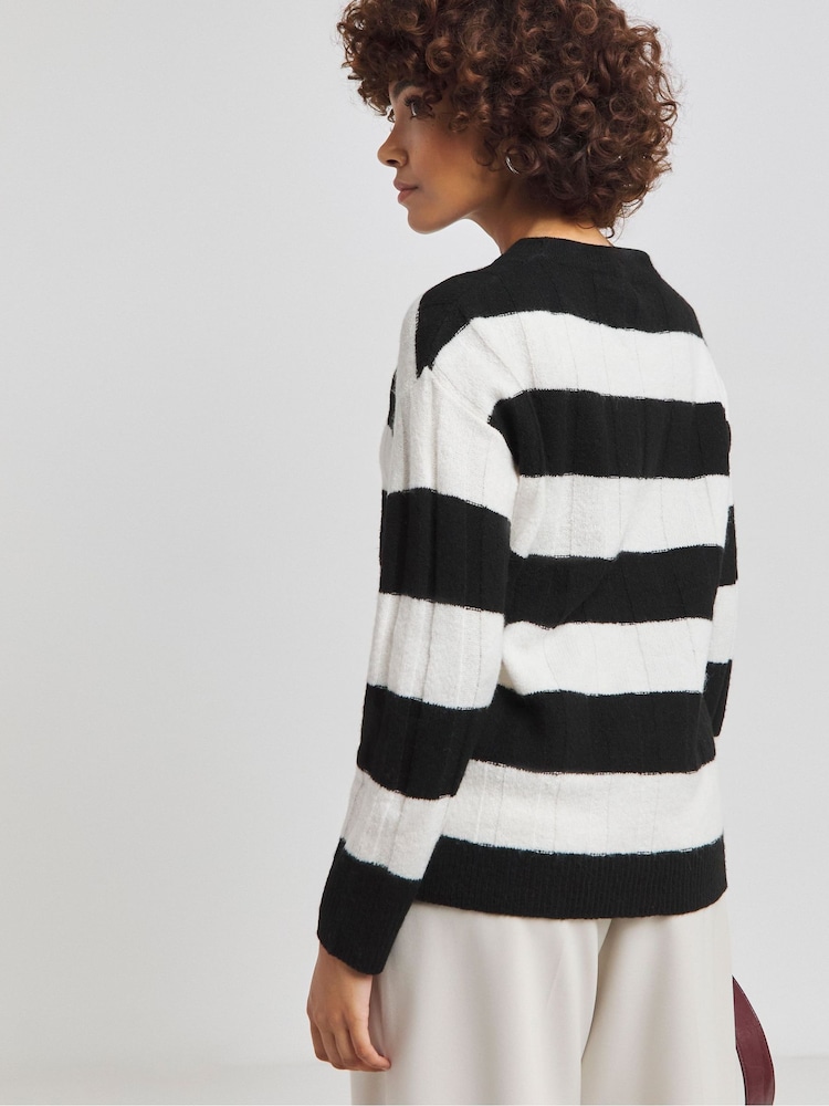 Simply Be Black Rib Crew Neck Jumper - Image 2 of 4