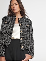 Joanna Hope Boucle Bomber Black Jacket - Image 1 of 4