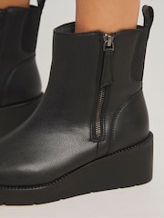 Simply Be Black Zip Detail Wedge Ankle Boots In Wide Fit - Image 2 of 4