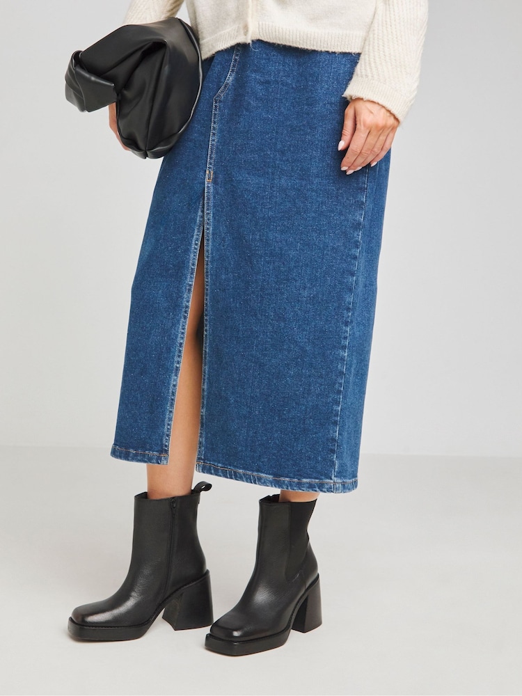 Simply Be Black Platform Chelsea Ankle Boots In Wide Fit - Image 1 of 4