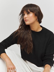 Simply Be Black Rib Crew Neck Jumper - Image 1 of 4