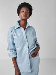 JD Williams Blue Clear Sequin Denim Shirt - Image 1 of 4