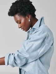 JD Williams Blue Clear Sequin Denim Shirt - Image 4 of 4