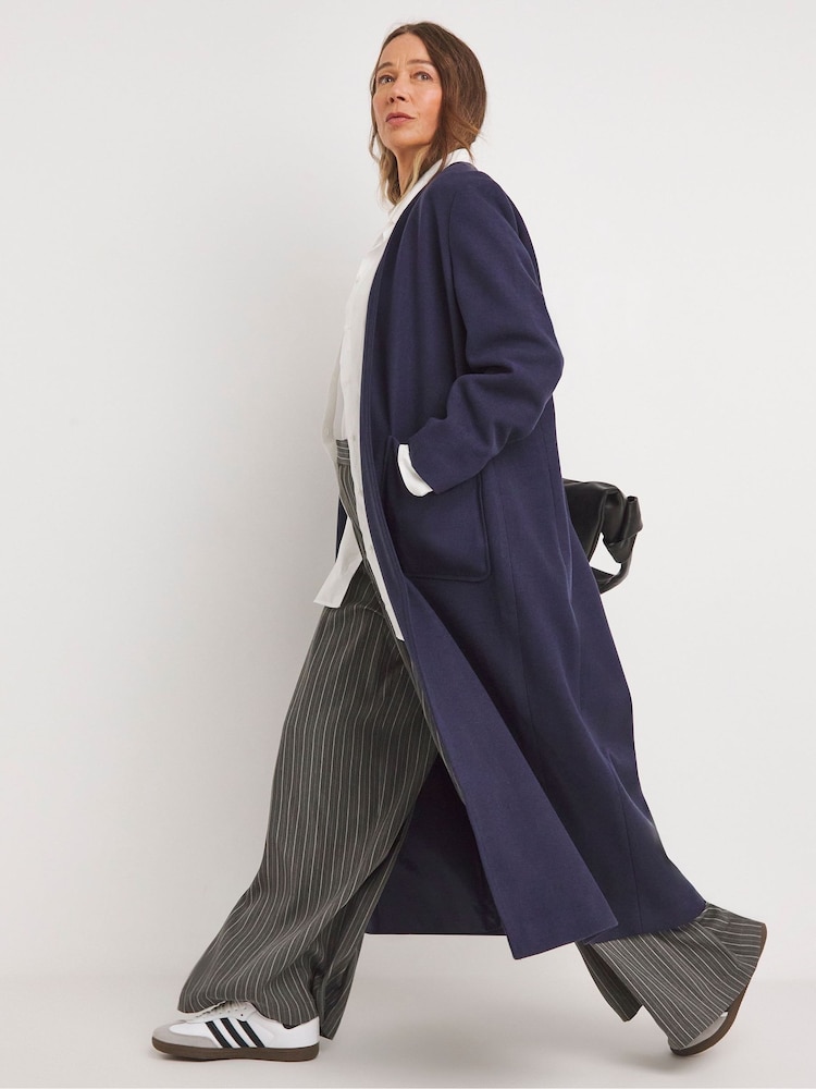 JD Williams Blue Blue Cuban Collar Long Line Coat - Image 1 of 4