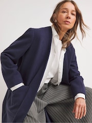 JD Williams Blue Blue Cuban Collar Long Line Coat - Image 3 of 4