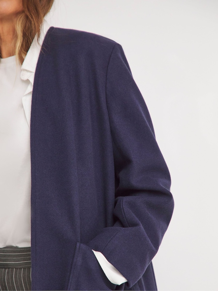 JD Williams Blue Blue Cuban Collar Long Line Coat - Image 4 of 4