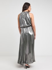 JD Williams Silver Liquid Sleeveless Godet Maxi Dress - Image 2 of 4