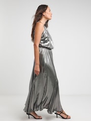 JD Williams Silver Liquid Sleeveless Godet Maxi Dress - Image 4 of 4