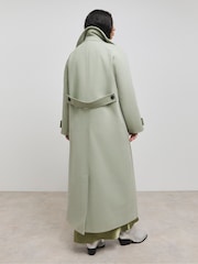 Simply Be Sage Green Double Breasted Faux Wool Maxi Coat - Image 2 of 4