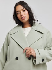 Simply Be Sage Green Double Breasted Faux Wool Maxi Coat - Image 4 of 4