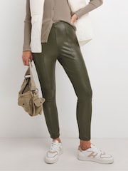 JD Williams Green Leather Look Leggings - Image 1 of 4
