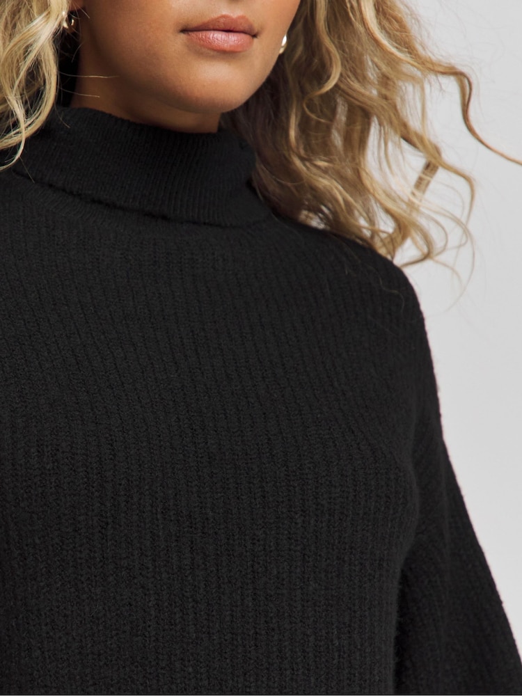 Simply Be Black Roll Neck Mini Dress - Image 4 of 4
