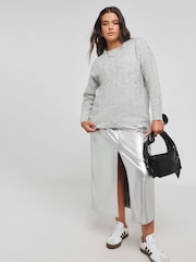 Simply Be Grey Rib Crew Neck Jumper - Image 2 of 4