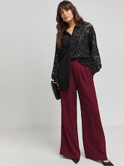 Simply Be Black Sequin Lace Shirt - Image 4 of 4