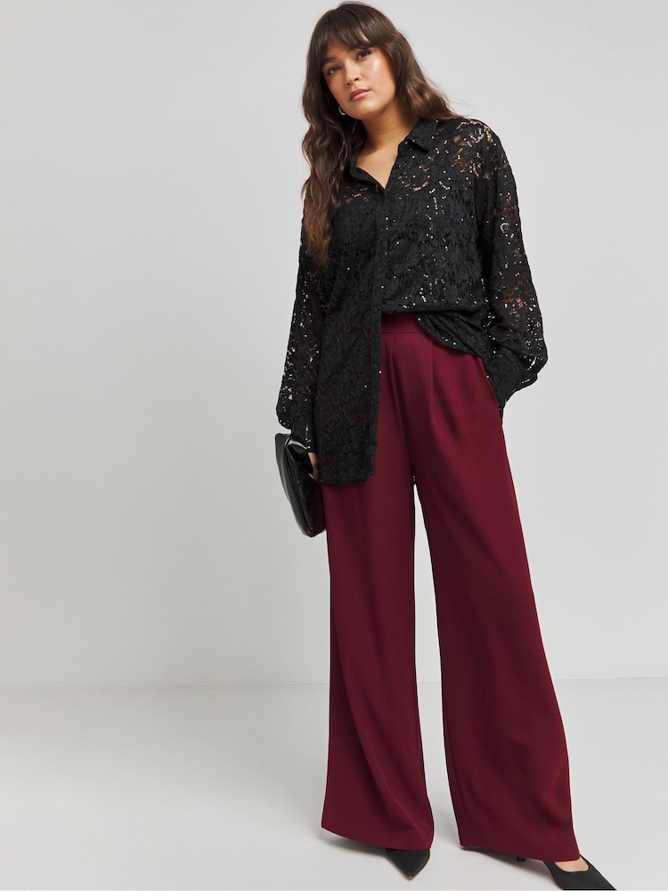 Simply Be Black Sequin Lace Shirt - Image 4 of 4