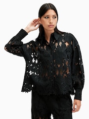 AllSaints Black Charli Long Sleeve Shirt - Image 4 of 9