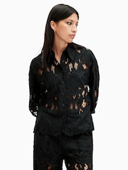 AllSaints Black Charli Long Sleeve Shirt - Image 6 of 9