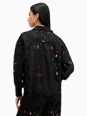 AllSaints Black Charli Long Sleeve Shirt - Image 7 of 9