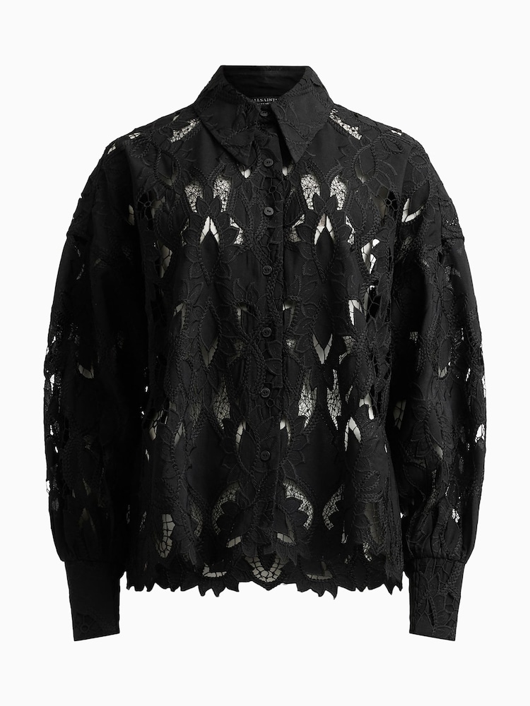AllSaints Black Charli Long Sleeve Shirt - Image 9 of 9