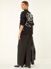 Roman Black Rose Motif High Neck Knit Jumper - Image 3 of 4