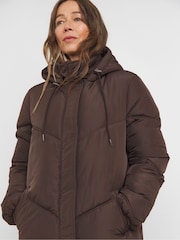 JD Williams Chocolate Longline Padded Chocolate Duvet Coat - Image 3 of 4
