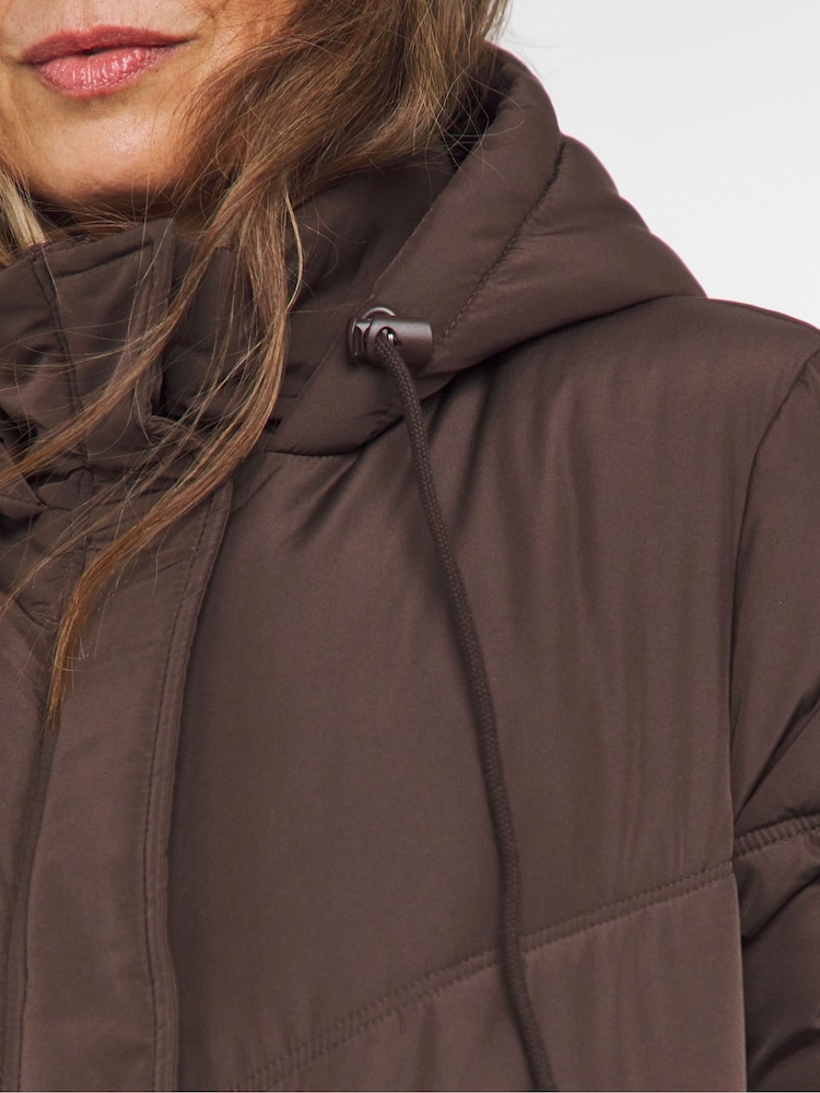 JD Williams Chocolate Longline Padded Chocolate Duvet Coat - Image 4 of 4