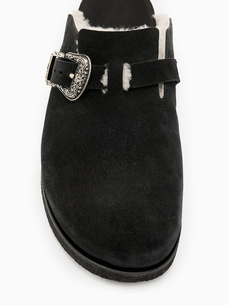 AllSaints Black Carlo Shearling Mules - Image 5 of 8
