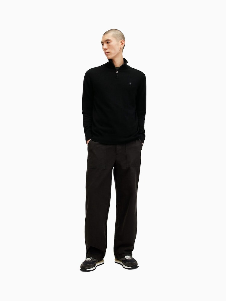 AllSaints Black Kilburn Quarter Zip Funnel Jumper - Image 2 of 5