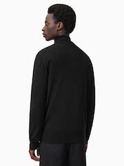 AllSaints Black Kilburn Quarter Zip Funnel Jumper - Image 6 of 8