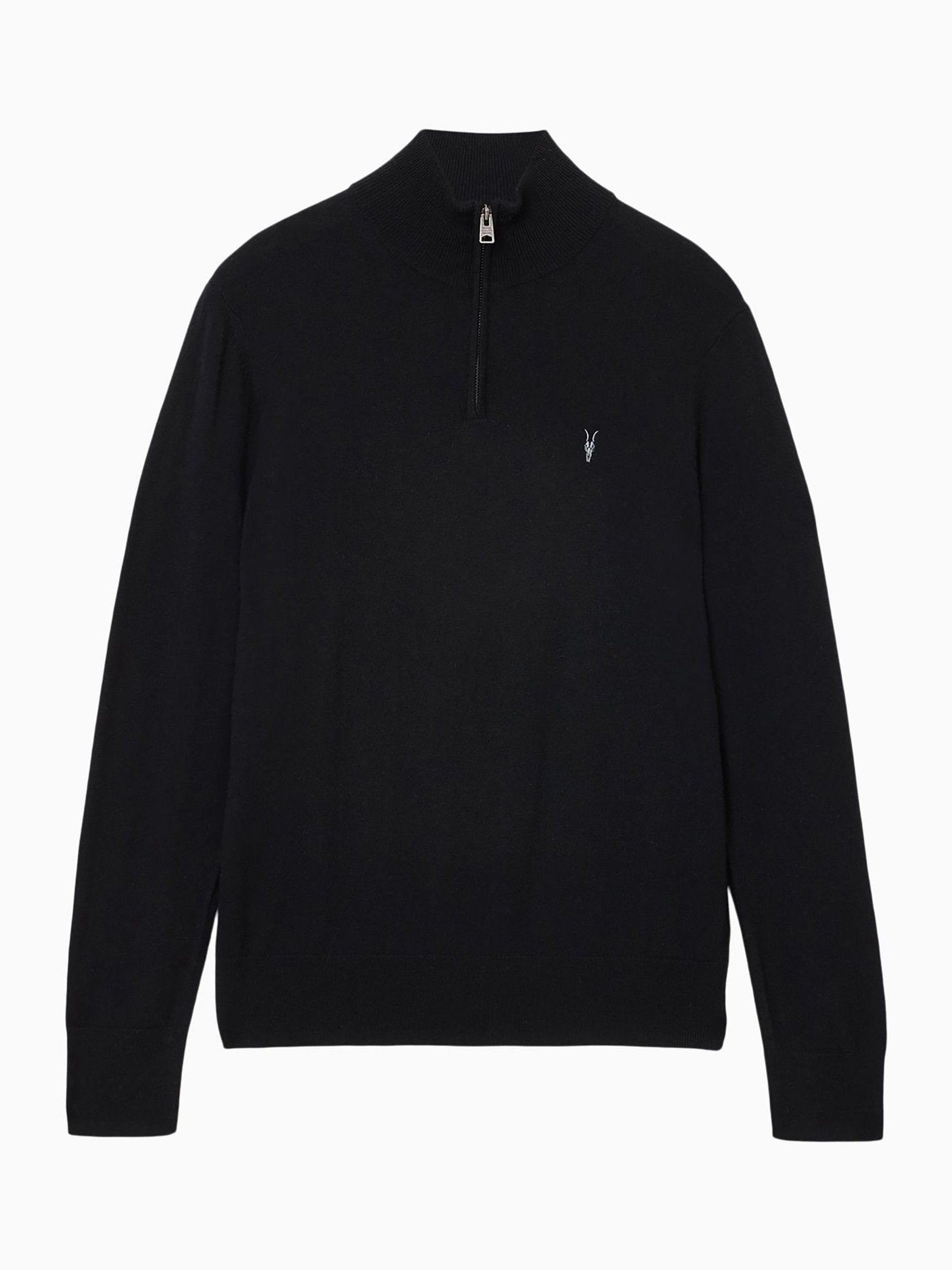 Buy AllSaints Black Kilburn Quarter Zip Funnel Jumper from Next USA