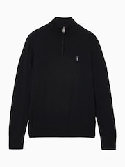 AllSaints Black Kilburn Quarter Zip Funnel Jumper - Image 7 of 8