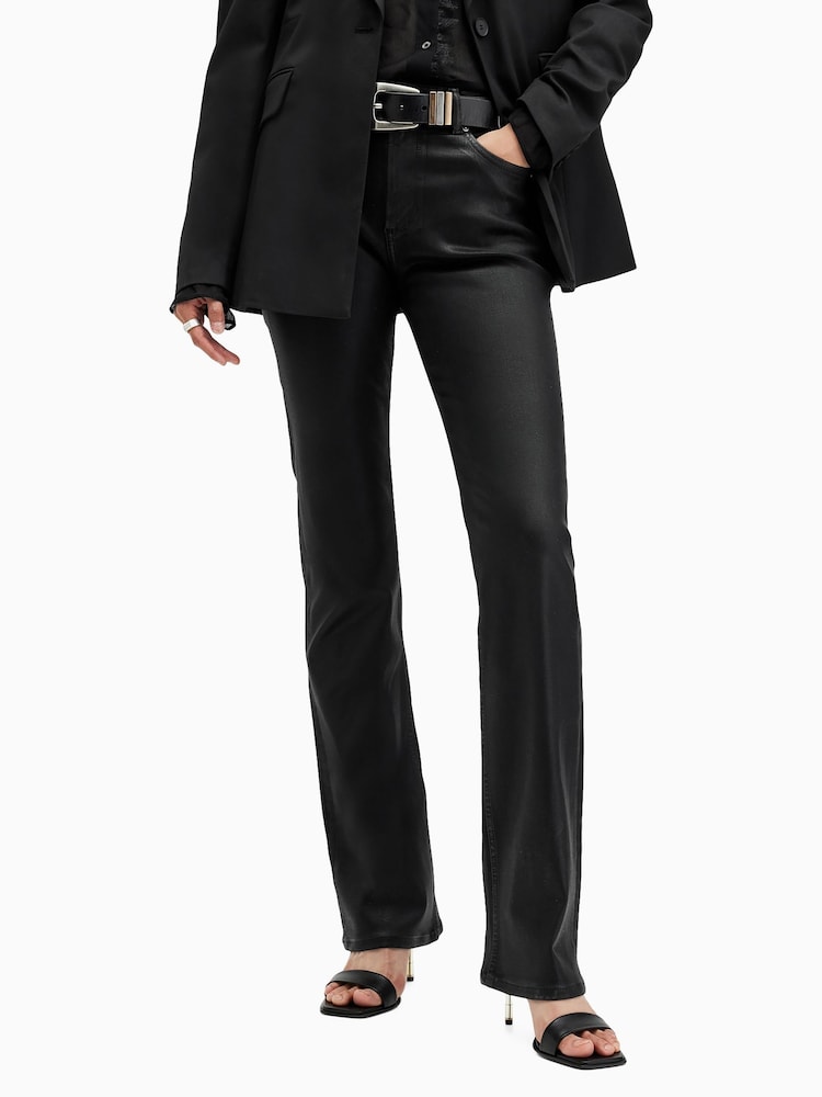 AllSaints Black Haldan Slim Bootcut Jeans - Image 2 of 10