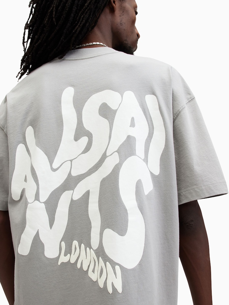 AllSaints Grey Orlando Ss Crew T-shirt - Image 2 of 8